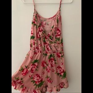 Pink Floral Romper Shorts
